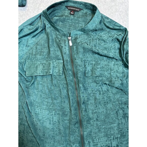 ROCK & REPUBLIC Womens‎ Size Medium Emerald Green Zip Long Sleeve 80s Retro - Picture 9 of 13